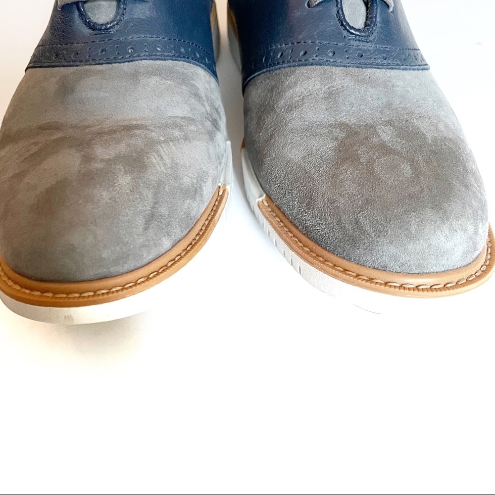 Cole Haan Grand OS Oxfords Grey Blue Suede - Picture 2 of 5
